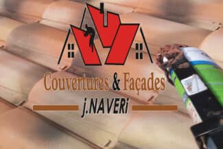 Logo J. Naveri Sur Fond De Travaux De Toiture