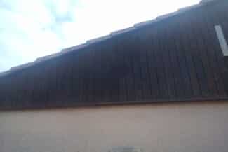 Terrasse en bois foncé et grisé avant nettoyage