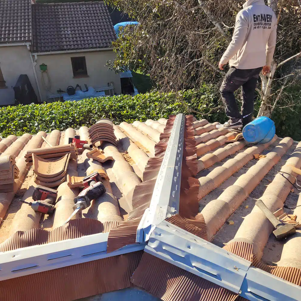 Réfection d'un rampant de toiture en tuiles à Labège
