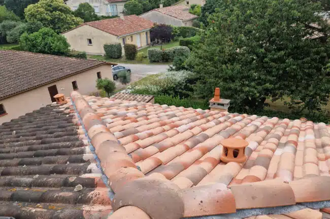 couvreur-le-fousseret-31-J-Naveri Toiture en tuiles canal rénovée vue depuis le faîtage au Fousseret