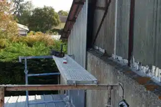Charpente métallique du hangar avant pose des bacs acier, Salies-du-Salat