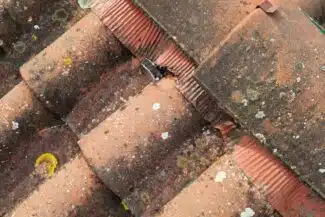 Faîtage encrassé avant intervention sur une maison de Grenade